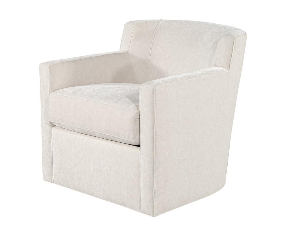 Canadian Pair of Modern Swivel Lounge Chairs For Sale