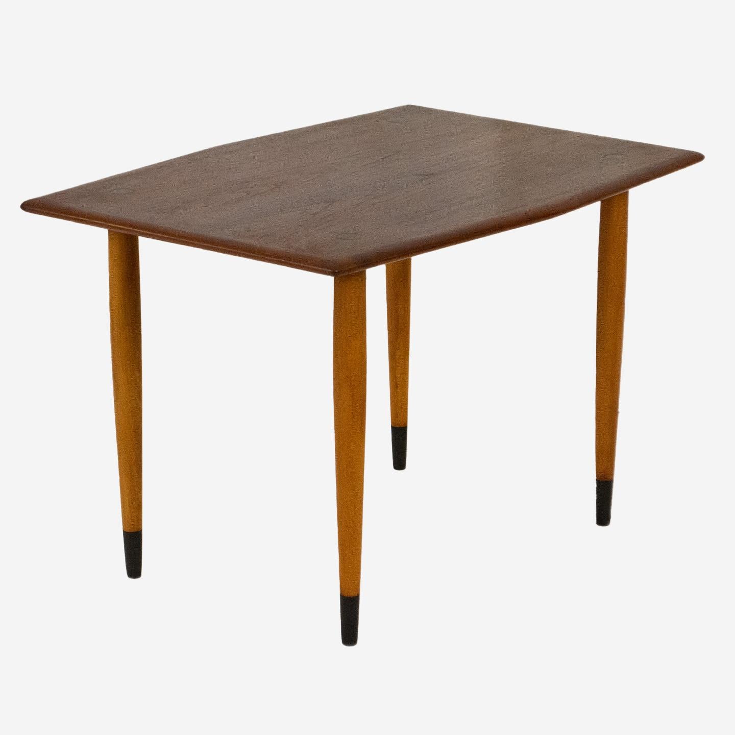 Swedish Pair of Modern Teak and Brass Side Tables by Dux of Sweden For Sale