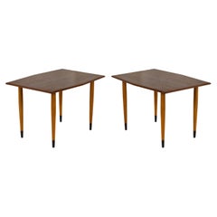 Pair of Modern Teak and Brass Side Tables by Dux of Sweden