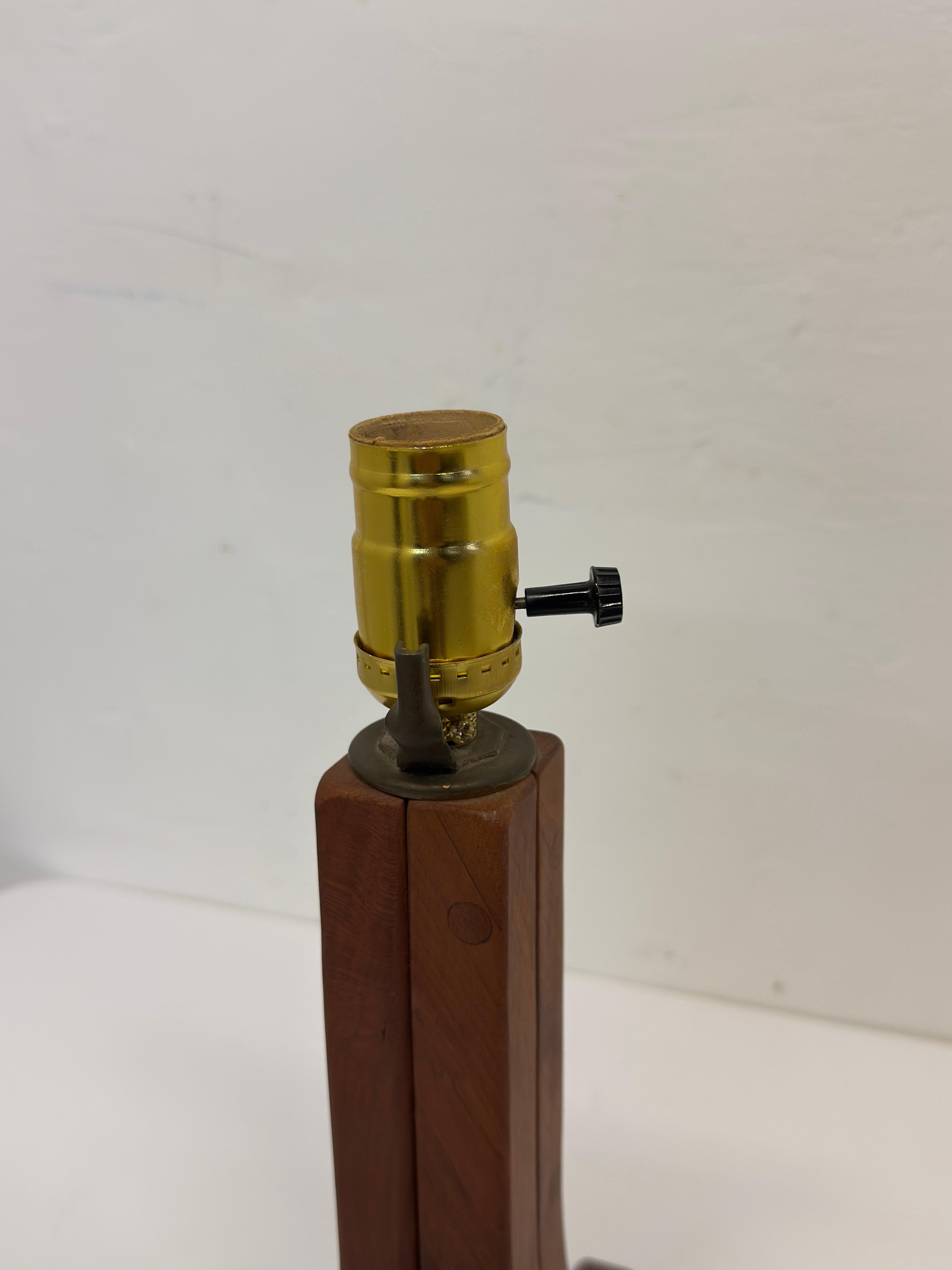 Pair of Modern Teak Table Lamp Bases Signed Gb 2003 (No Shade or Harp) For Sale 5