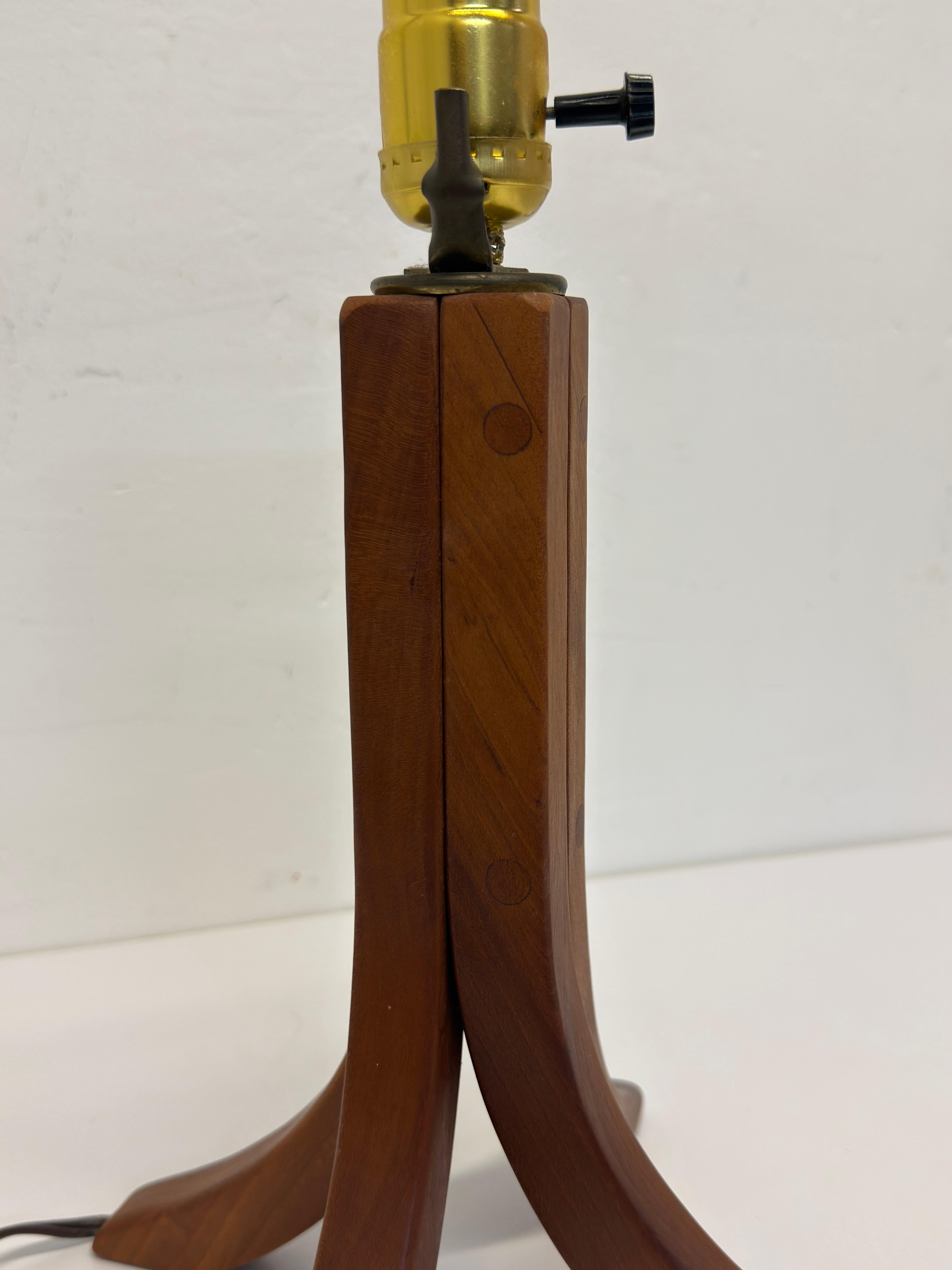 Pair of Modern Teak Table Lamp Bases Signed Gb 2003 (No Shade or Harp) For Sale 6