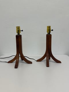 Pair of Modern Teak Table Lamp Bases Signed Gb 2003 (No Shade or Harp)