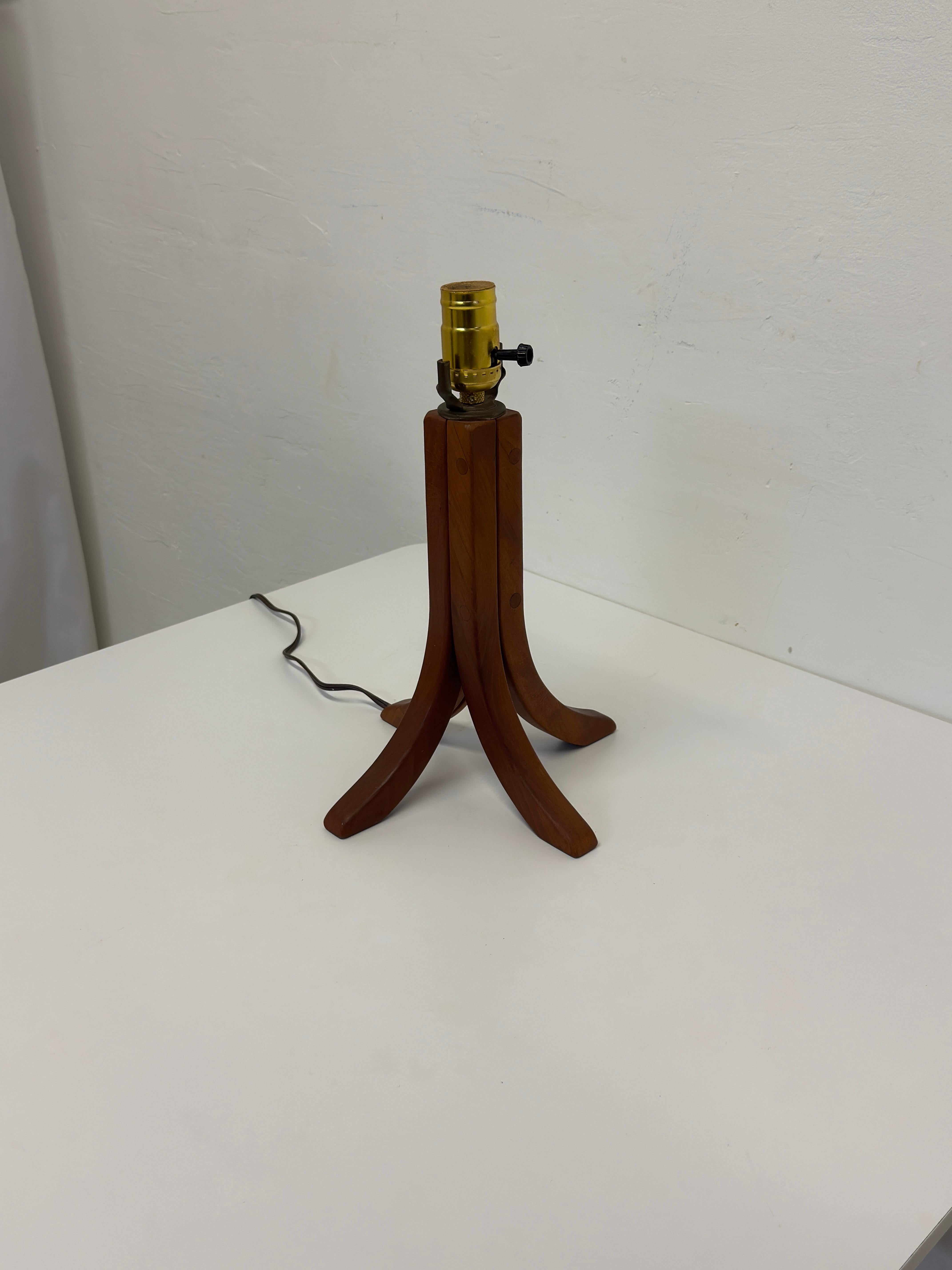 Pair of Modern Teak Table Lamp Bases Signed Gb 2003 (No Shade or Harp) For Sale 2