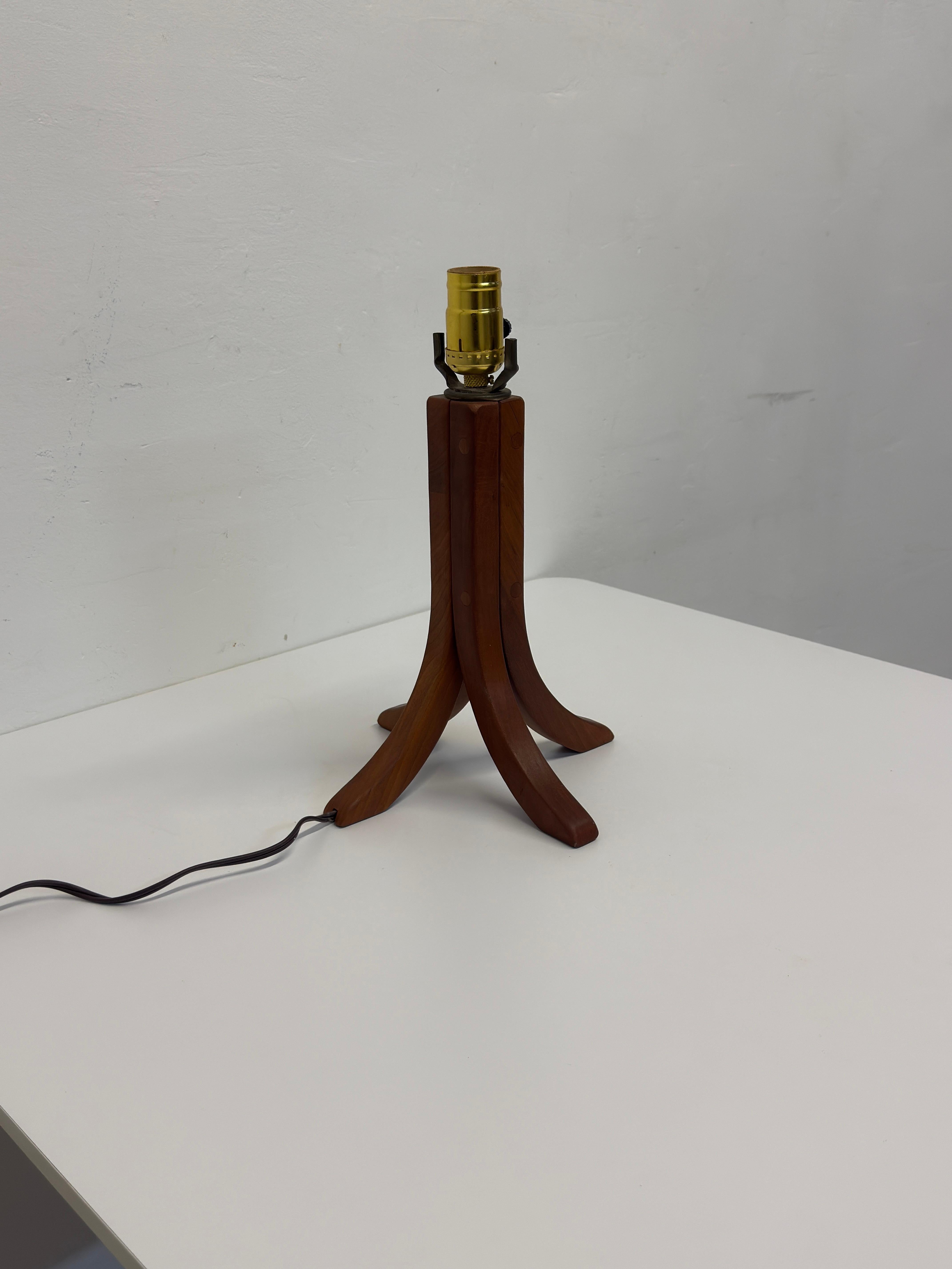 Pair of Modern Teak Table Lamp Bases Signed Gb 2003 (No Shade or Harp) For Sale 3
