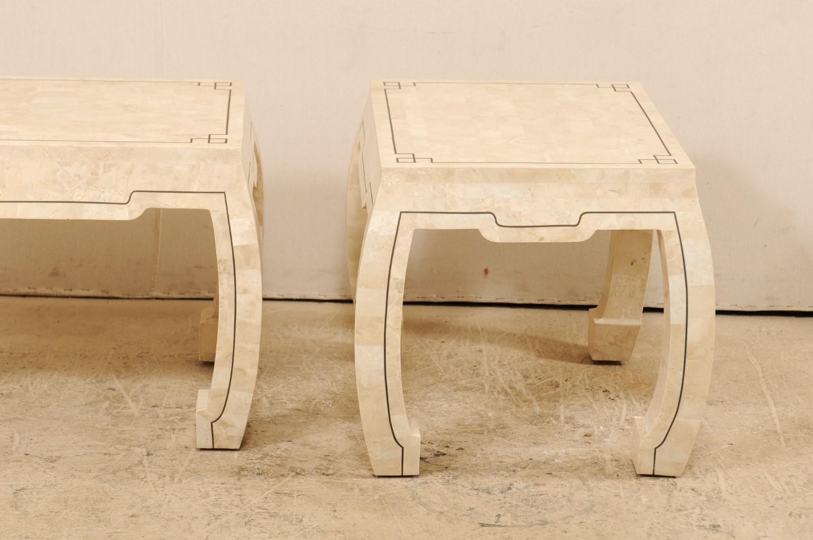 Pair of Modern Tessellated Stone Side Tables Attributed to Maitland-Smith 3