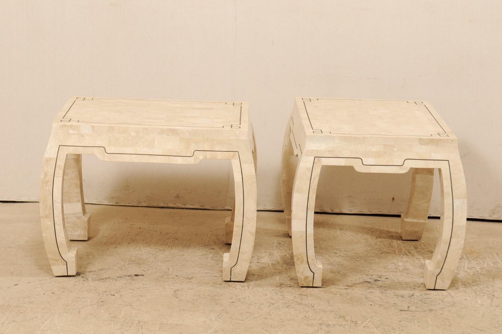 Pair of Modern Tessellated Stone Side Tables Attributed to Maitland-Smith 4