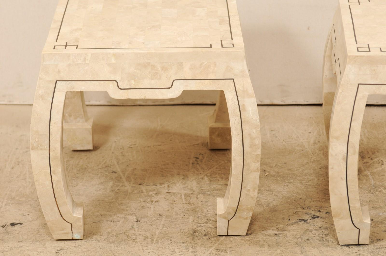 Pair of Modern Tessellated Stone Side Tables Attributed to Maitland-Smith 2