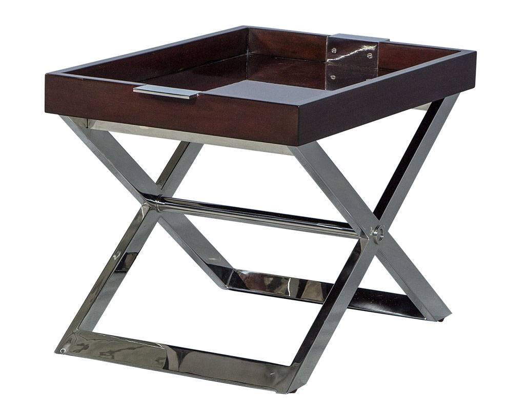Stainless Steel Pair of Modern Tray Tables by Ralph Lauren
