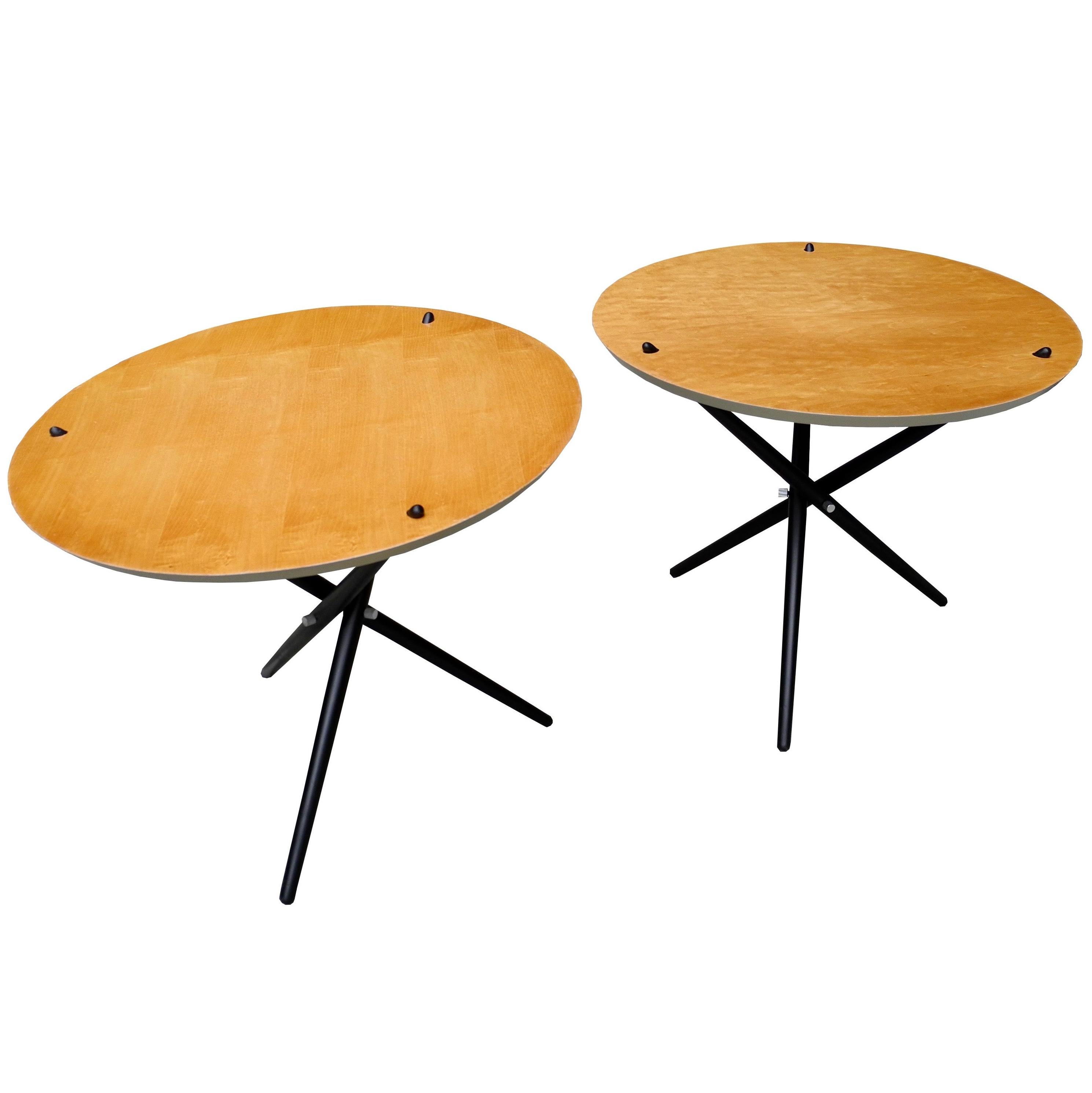 Pair of Modern Tripod Side Tables by Hans Bellmann For Sale