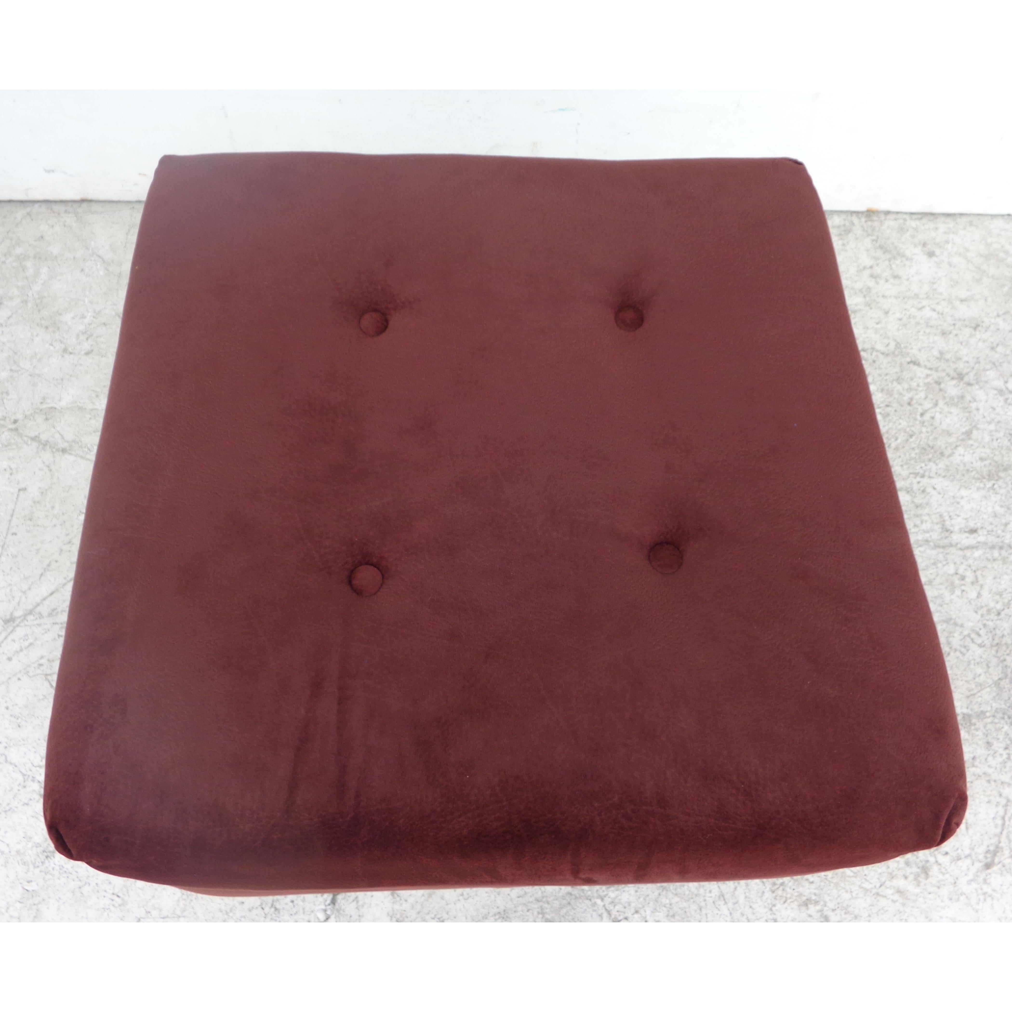 Fabric Pair of Modern Tufted Ottomans For Sale