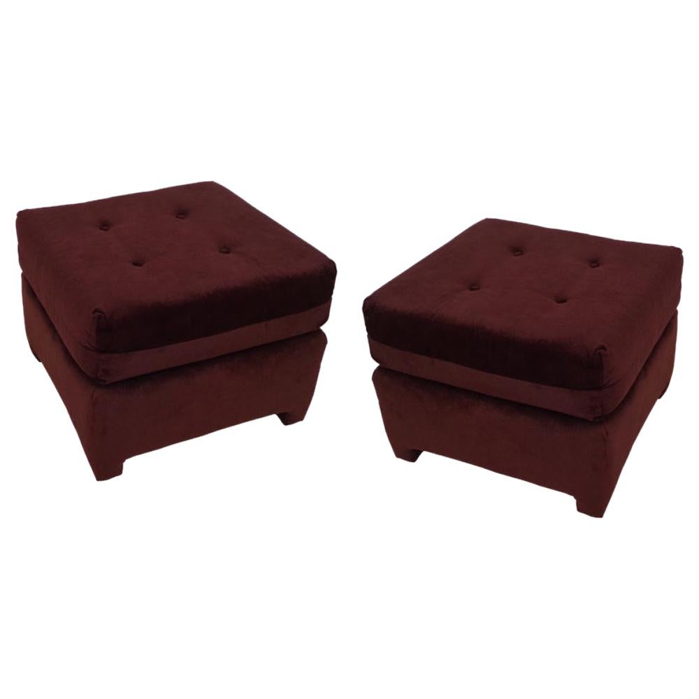 Pair of Modern Tufted Ottomans For Sale