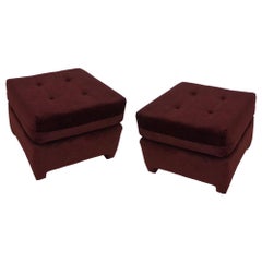 Retro Pair of Modern Tufted Ottomans