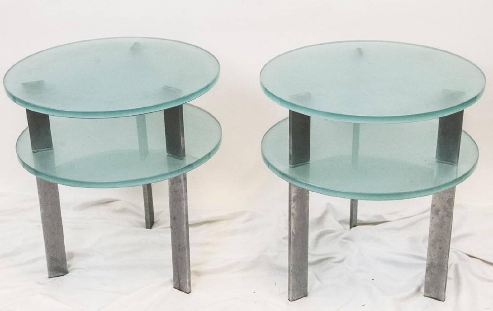 two tier glass end table