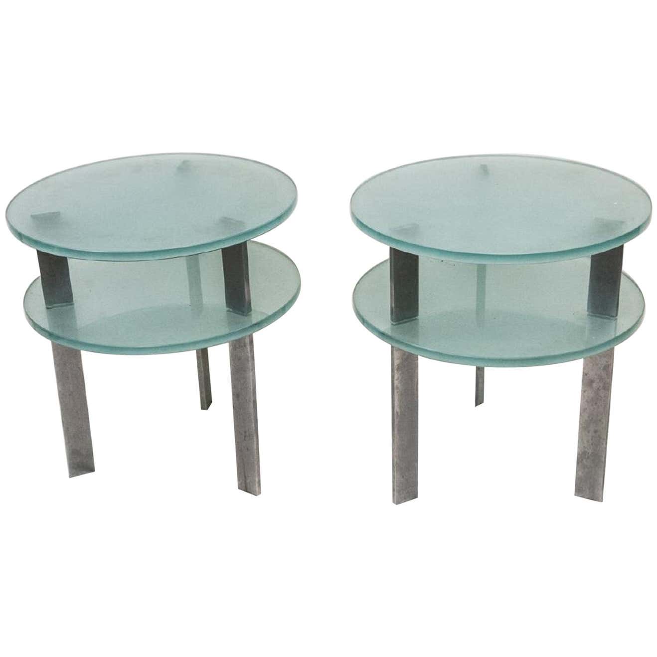 Pair of Modern Two-Tier Glass Side Tables For Sale at 1stDibs | glass ...