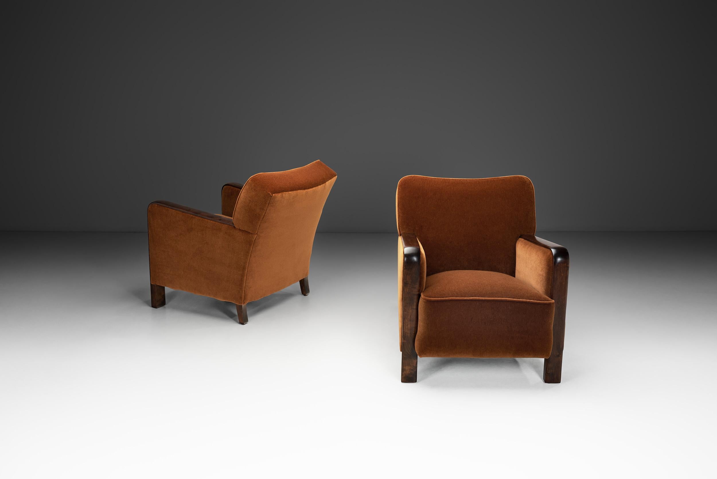 Coppia di poltrone moderne imbottite, Scandinavia Prima metà del XX secolo In condizioni buone in vendita a Utrecht, NL