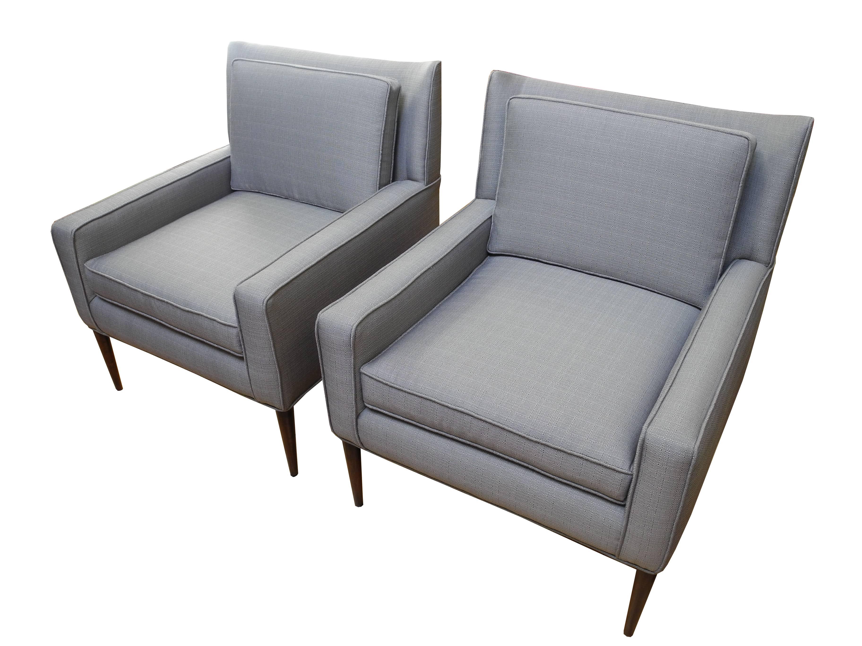 Mid-Century Modern Pair of Modern Upholstered Lounge Chairs Designed by Paul McCobb for Directional For Sale
