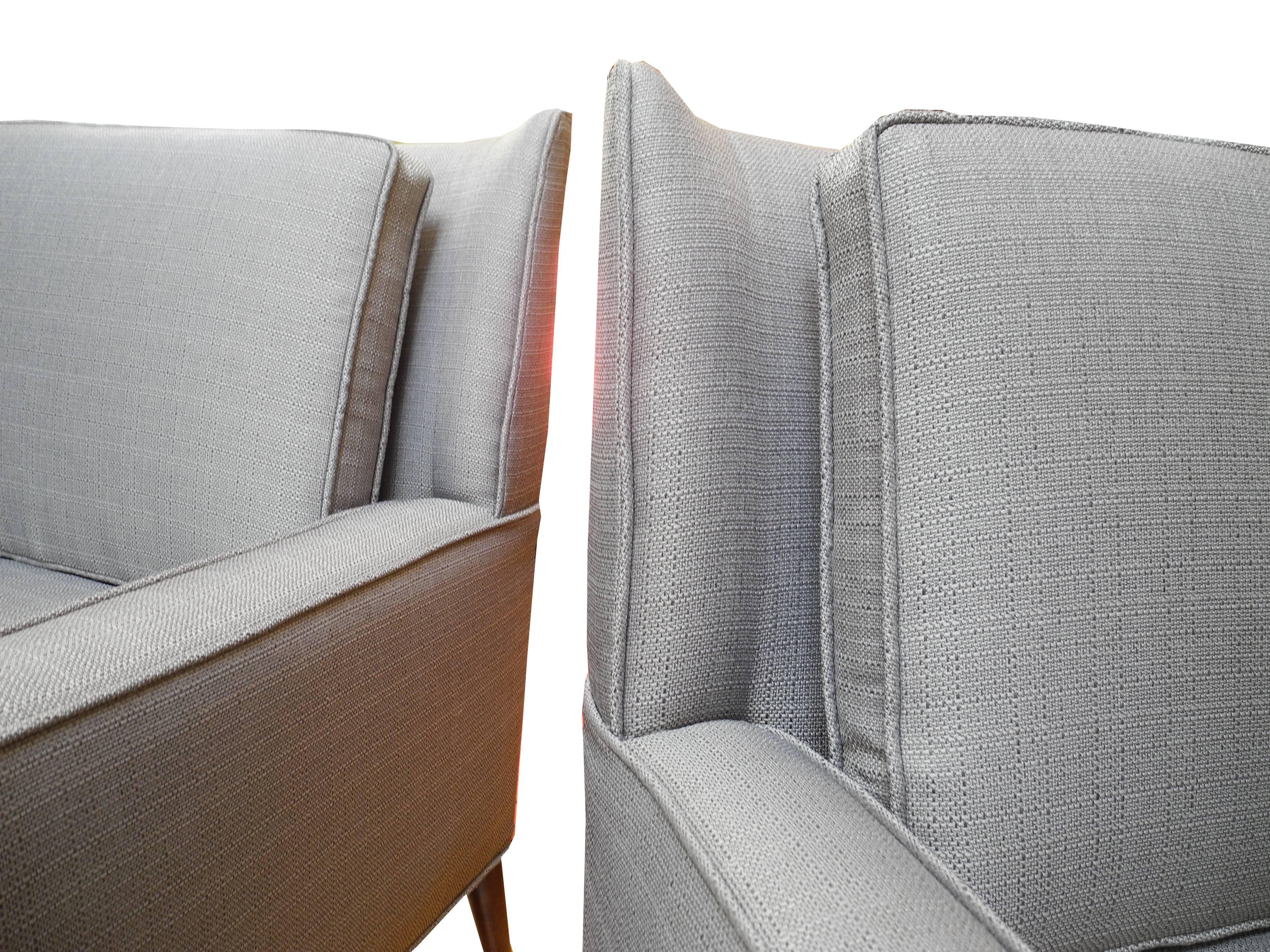 Pair of Modern Upholstered Lounge Chairs Designed by Paul McCobb for Directional For Sale 1