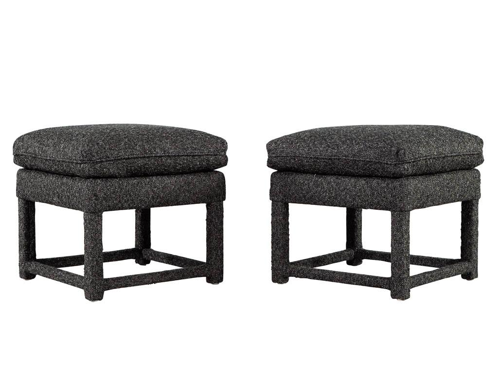 Late 20th Century Pair of Modern Upholstered Stools For Sale