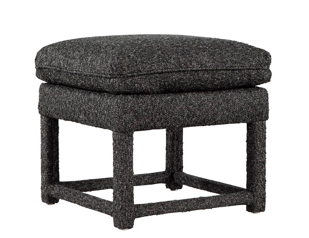 Fabric Pair of Modern Upholstered Stools For Sale