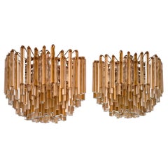 Venini  Murano Pair of Modern Chandeliers Original Label