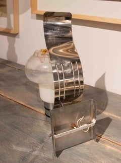 Pair of Modern Wall Sconces Made of Glass and Chrome-plated Metal