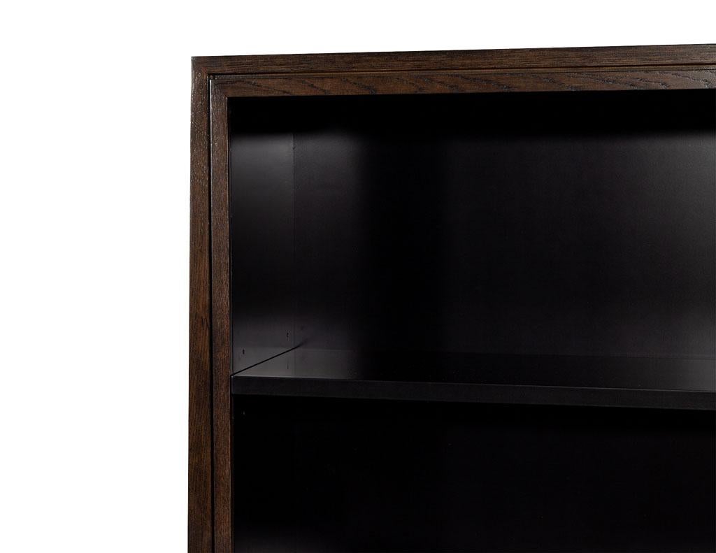 Pair of Modern Walnut and Black Bookcases For Sale 7
