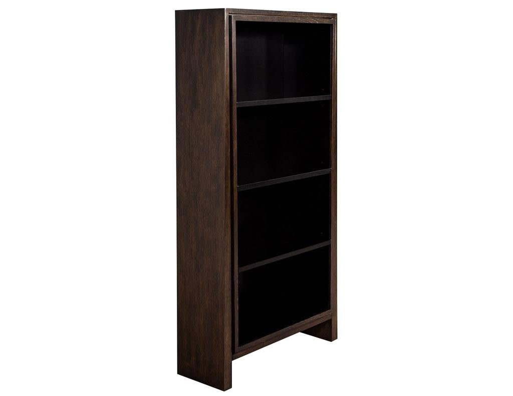 Contemporary Pair of Modern Walnut and Black Bookcases For Sale