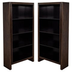 Pair of Modern Walnut and Black Bookcases