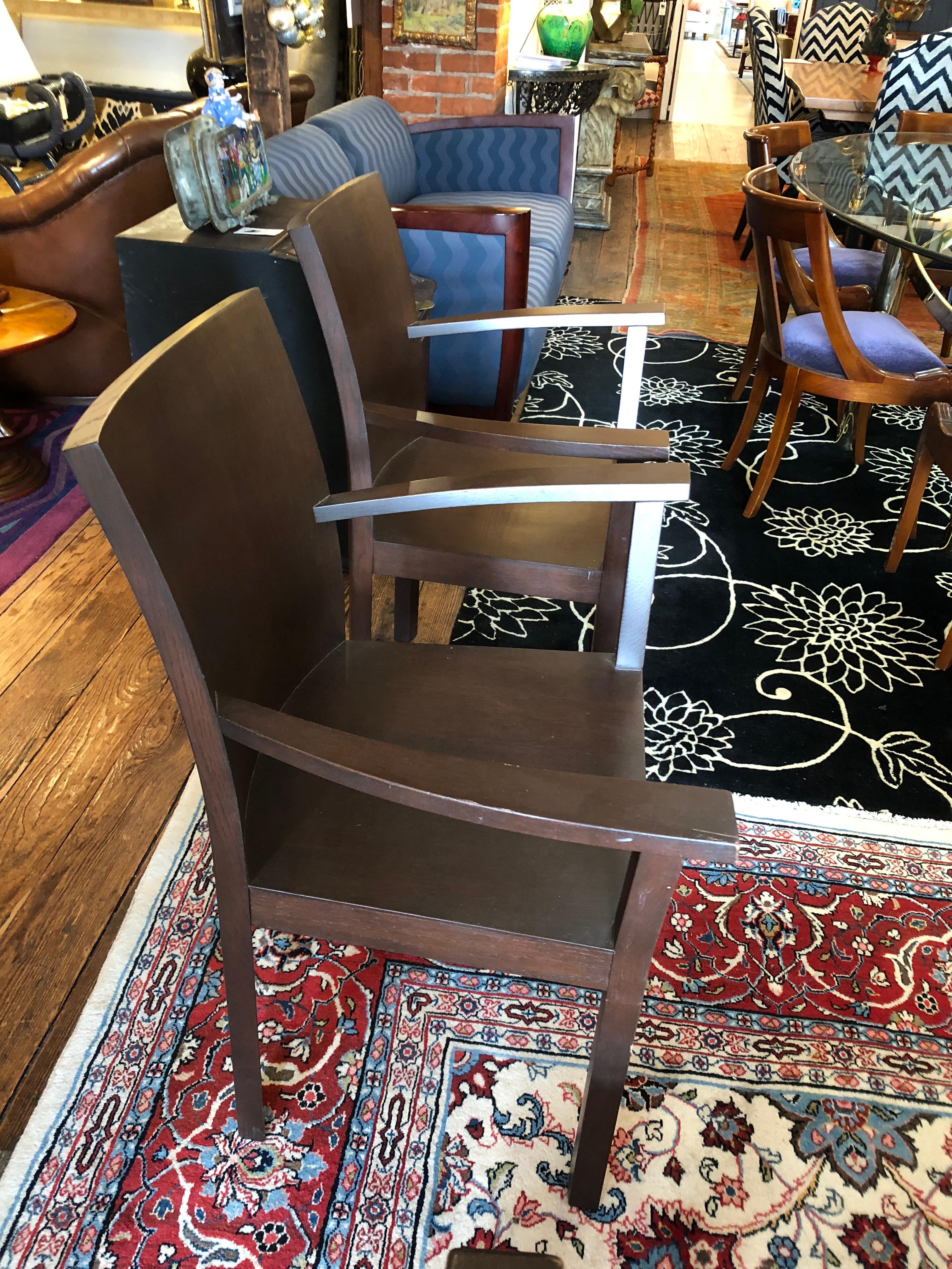 Pair of Modern Walnut Bulthaup Armchairs In Excellent Condition In Hopewell, NJ