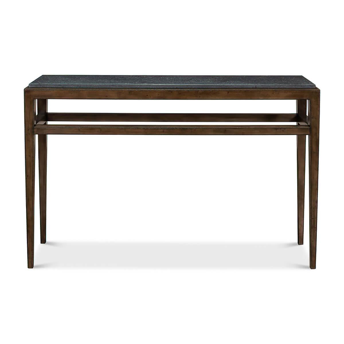 Asian Pair of Modern Walnut Console Tables