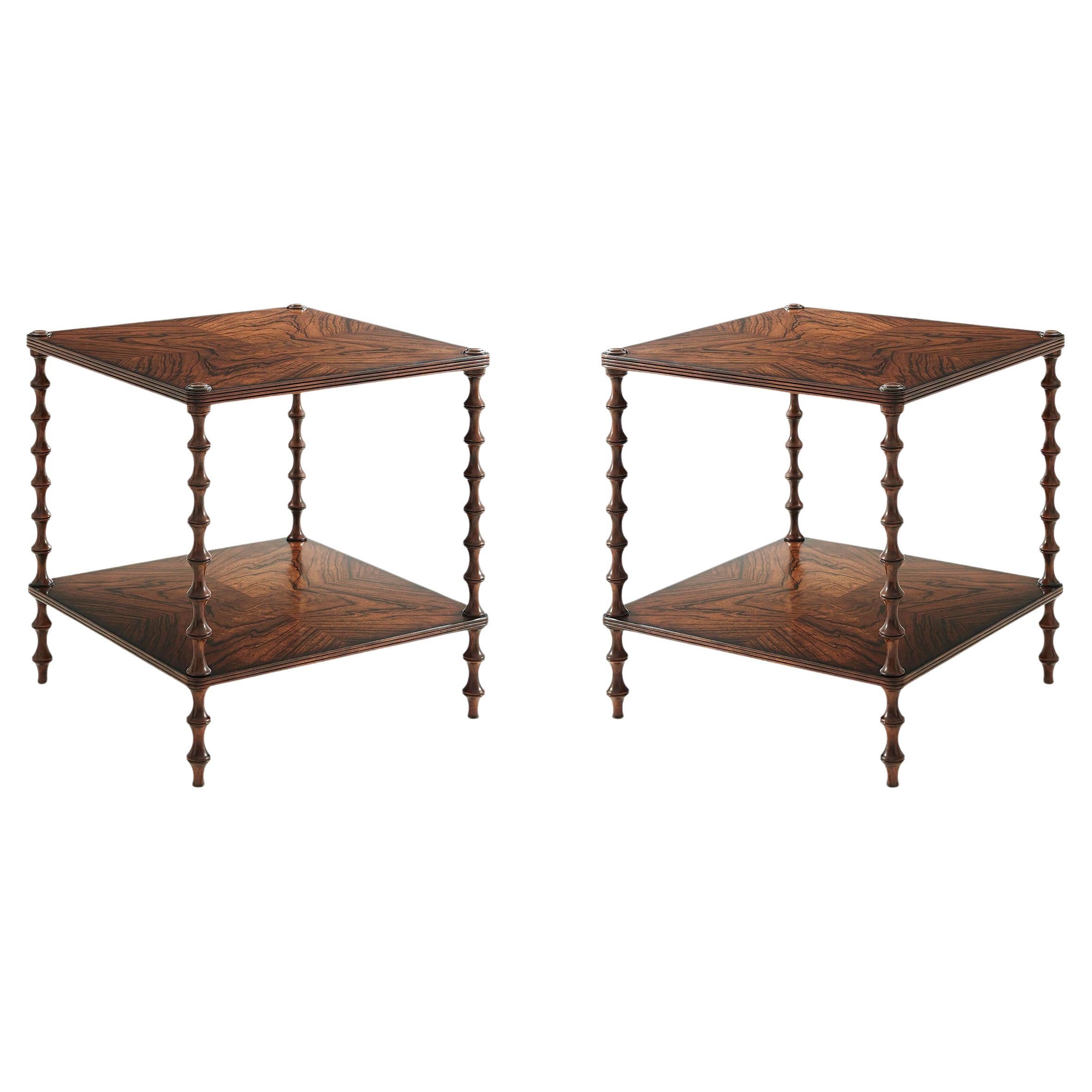 Pair of Modern Walnut Side Tables
