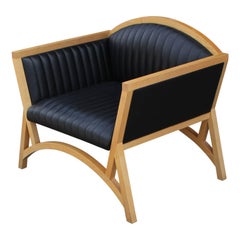 Pair of Modern Ward Bennett for Geiger Brickel Black Leather Lounge Chairs