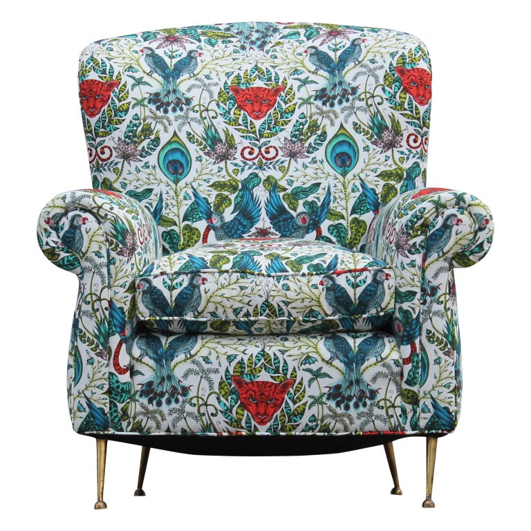 Pair of Modern Whimsical Animalia Italian Lounge Chairs with Brass Legs ...