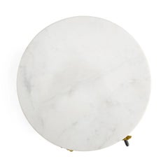 Pair of Modern White Marble and Gold Metal Cake Stand, Nature-Inspired Design