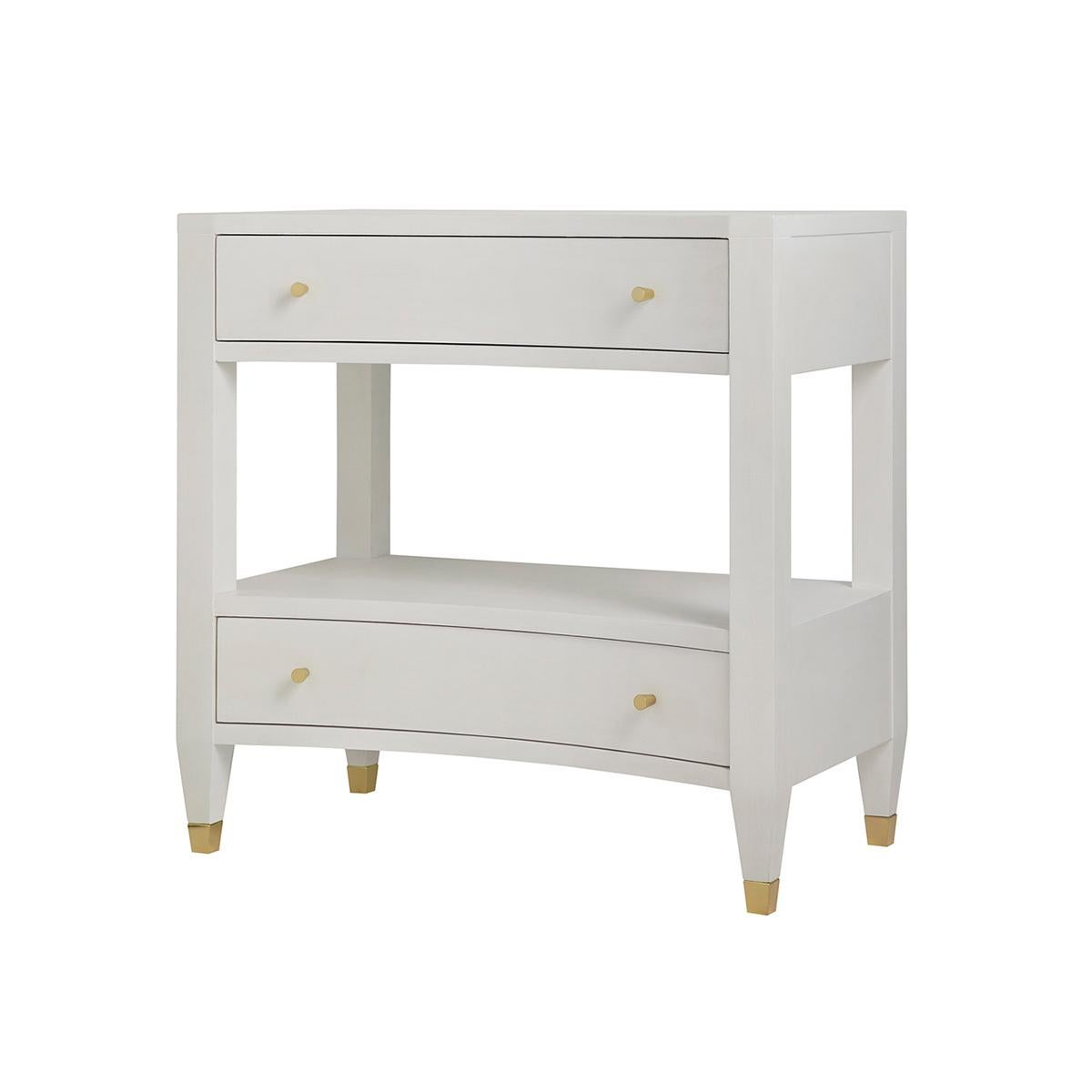 Vietnamese Pair of Modern White Painted Nightstands For Sale