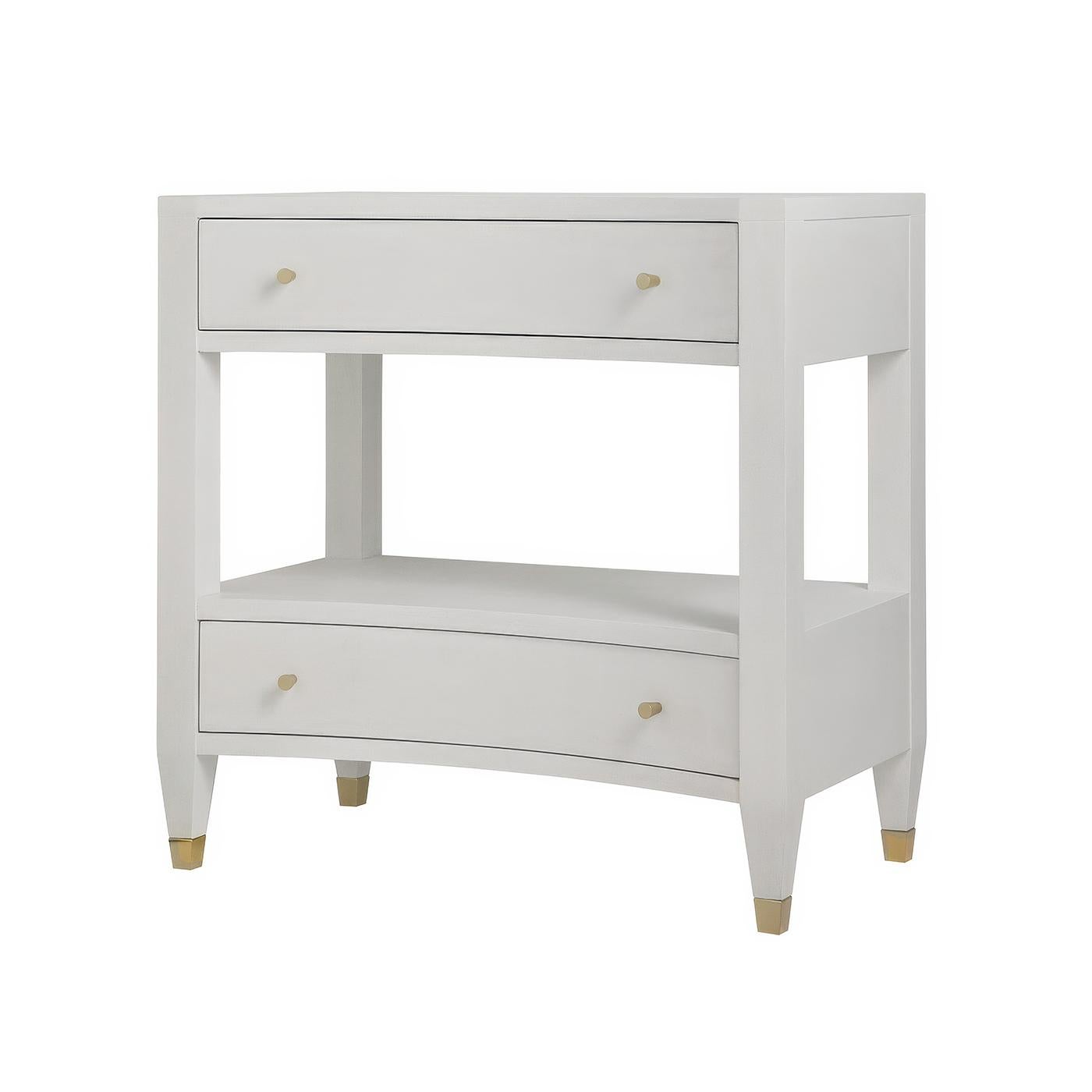 Pair of Modern White Painted Nightstands In New Condition For Sale In Westwood, NJ