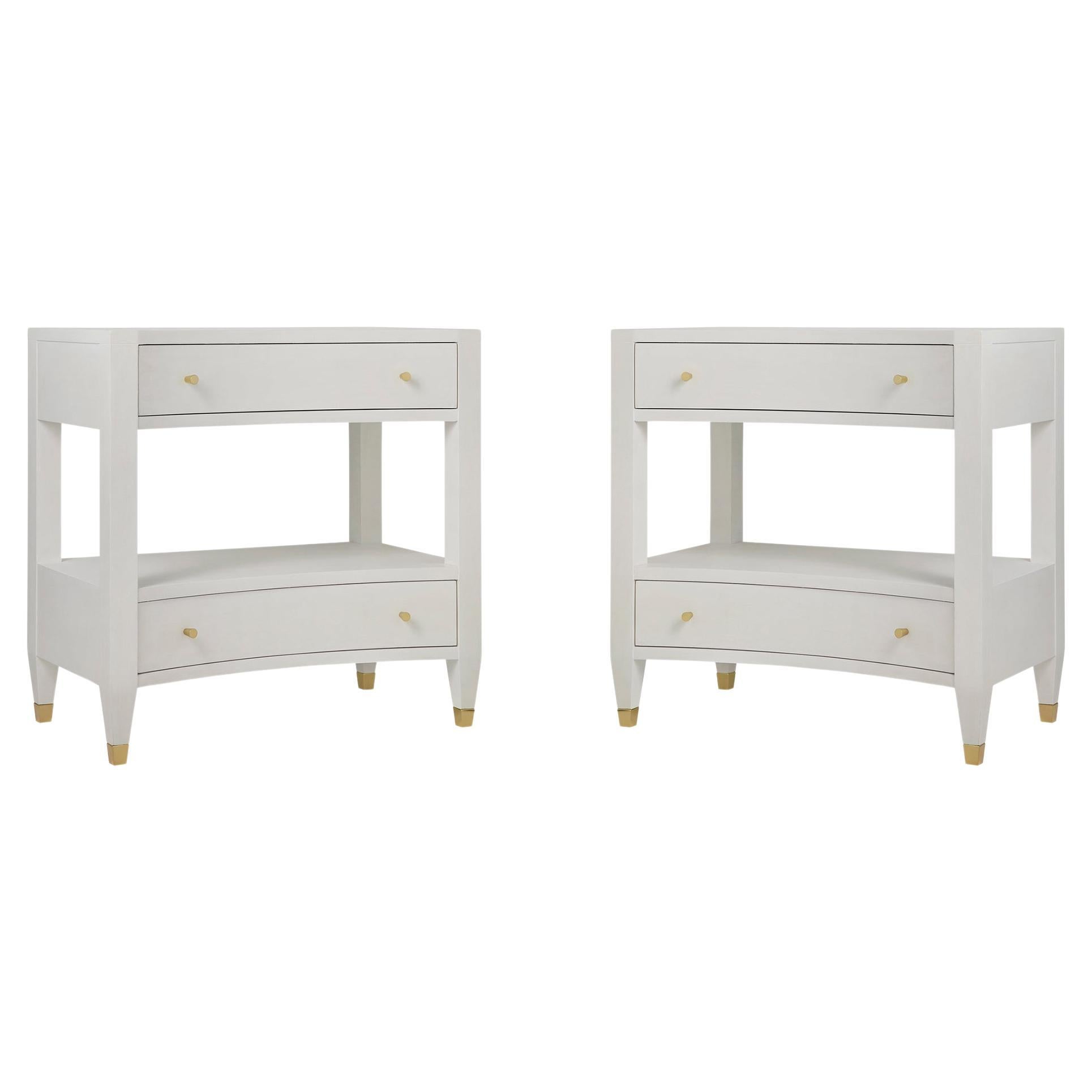 Pair of Modern White Painted Nightstands For Sale