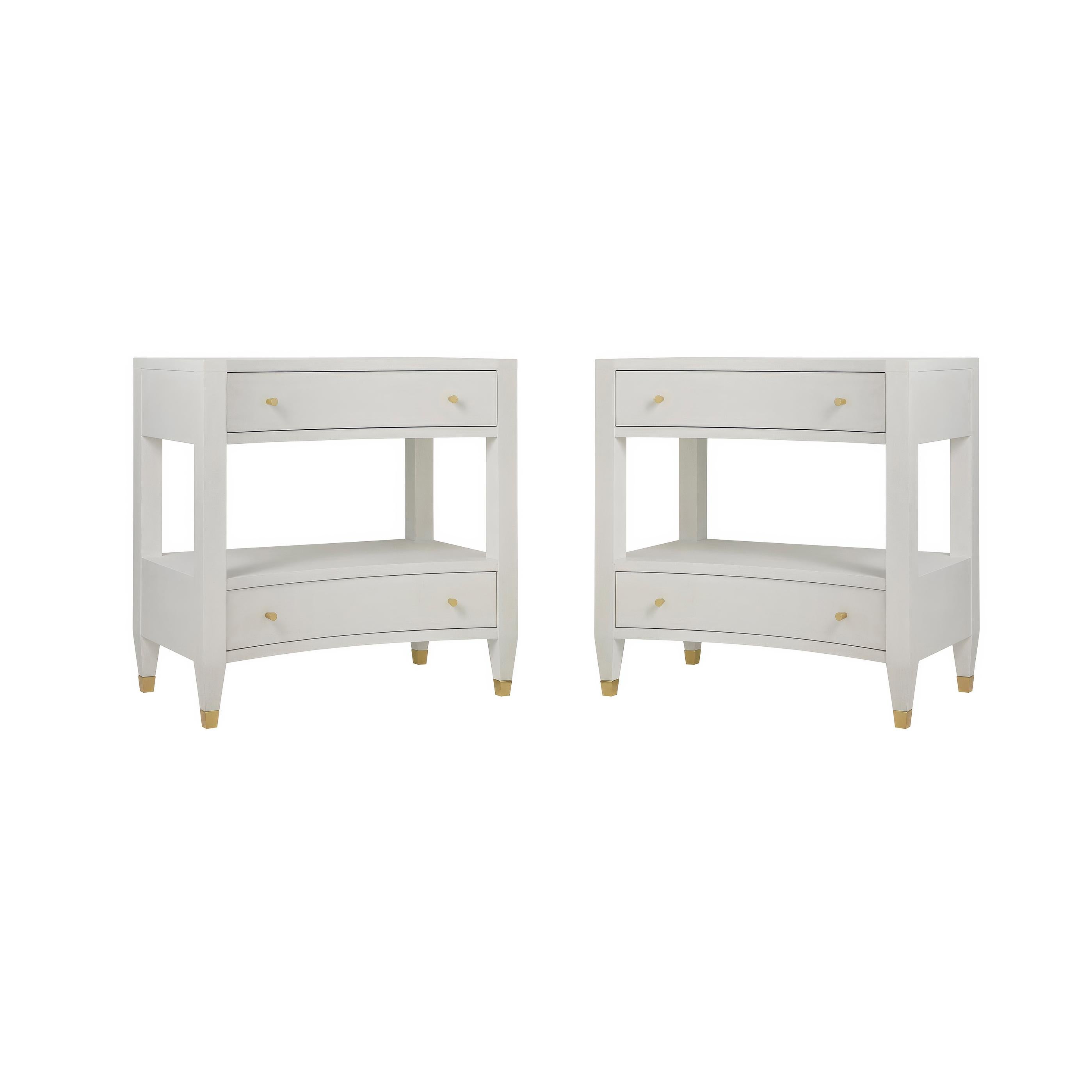 Pair of Modern White Painted Nightstands