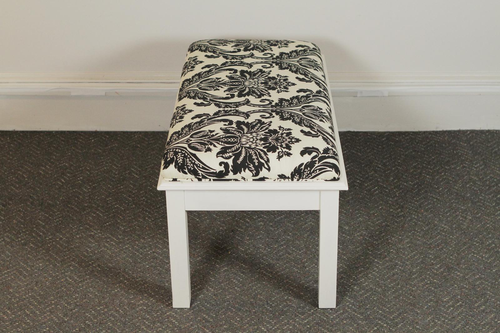 American Pair of Modern White Painted Wood Upholstered Benches