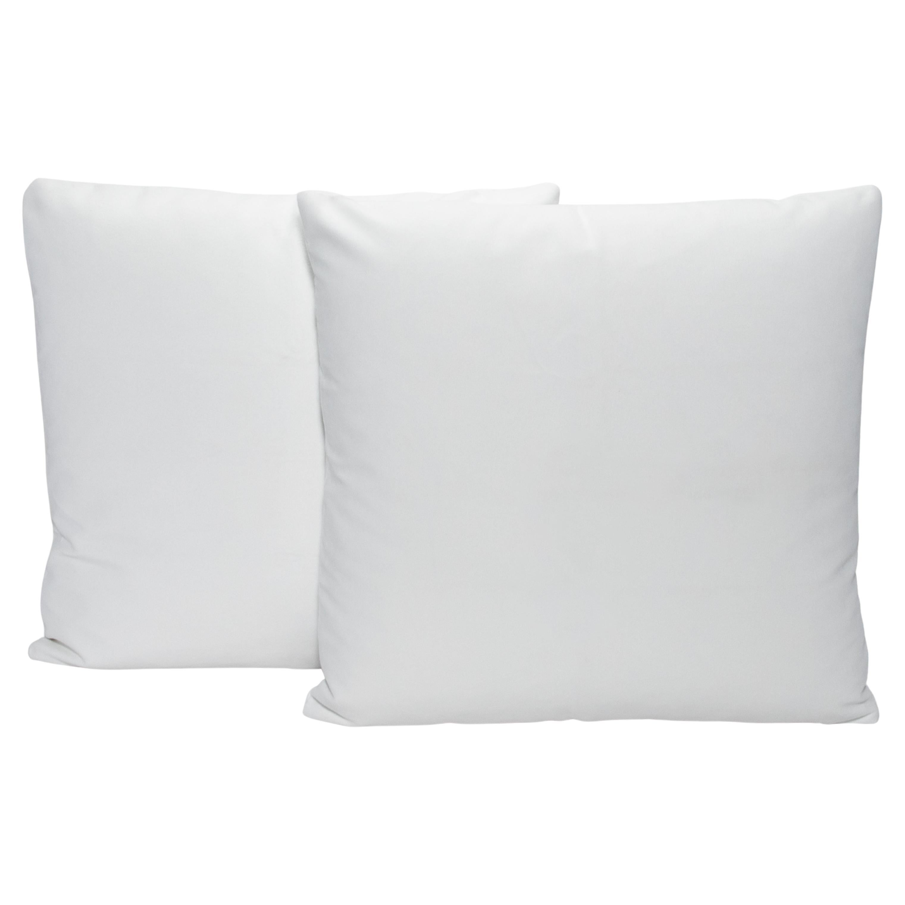 Pair of Modern White Velvet Decorative Pillows by MOGUL