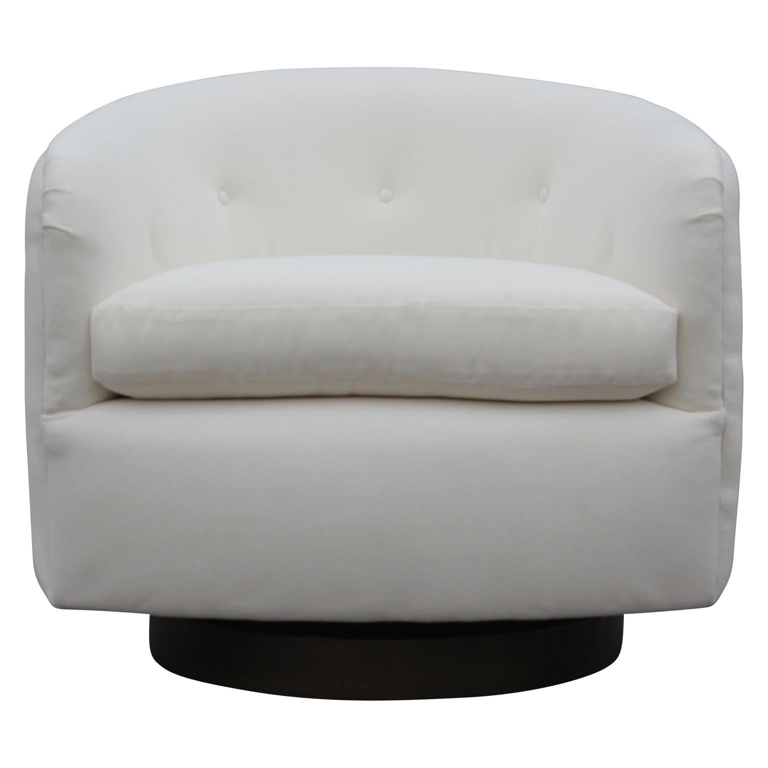 white velvet swivel chair