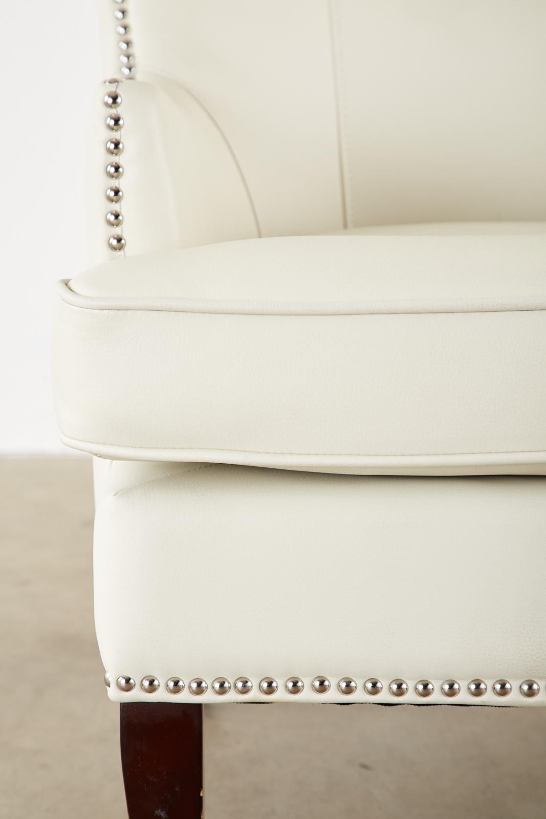 Pair of Modern White Wingback Lounge Chairs 7