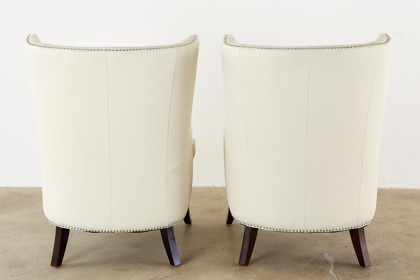 Pair of Modern White Wingback Lounge Chairs 9