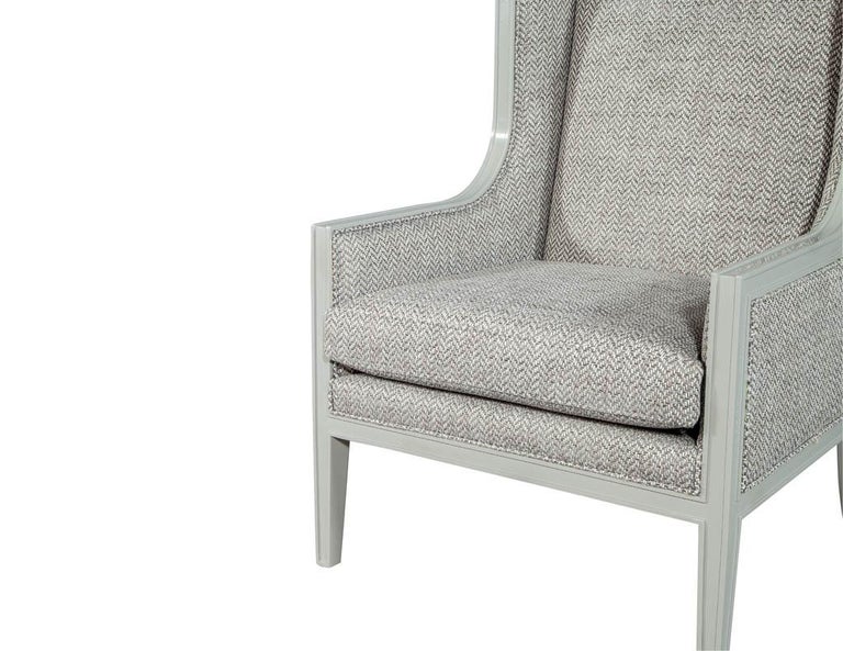 Pair of Modern Wing Chairs in Designer Grey by Carrocel For Sale 4