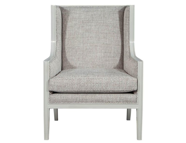 Carrocel custom Italian sleek high back modern frames. Finished in a designer grey finish and upholstered in a modern designer weave covering. These frames can be custom finished and upholstered. Please inquire for details.

Measures: W 30”, H