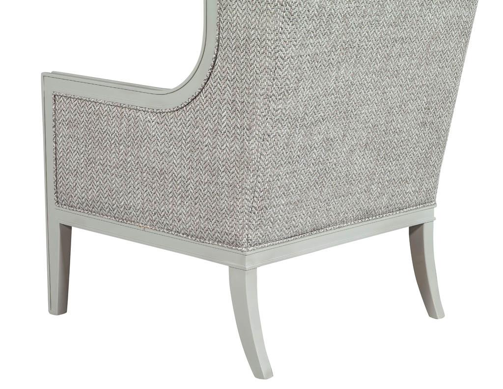 Fabric Pair of Modern Wing Chairs in Designer Grey by Carrocel