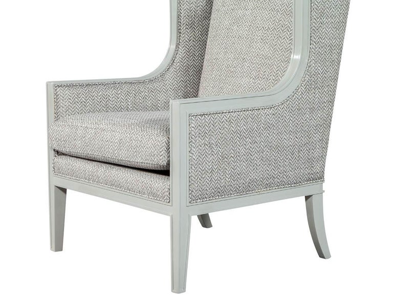 Pair of Modern Wing Chairs in Designer Grey by Carrocel For Sale 3