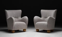 Pair of Modern Wingback Chairs, Denmark, circa 1960