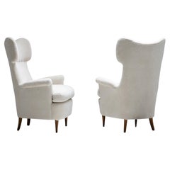 Pair of Modern Wingback Chairs, Italy, Circa 1950