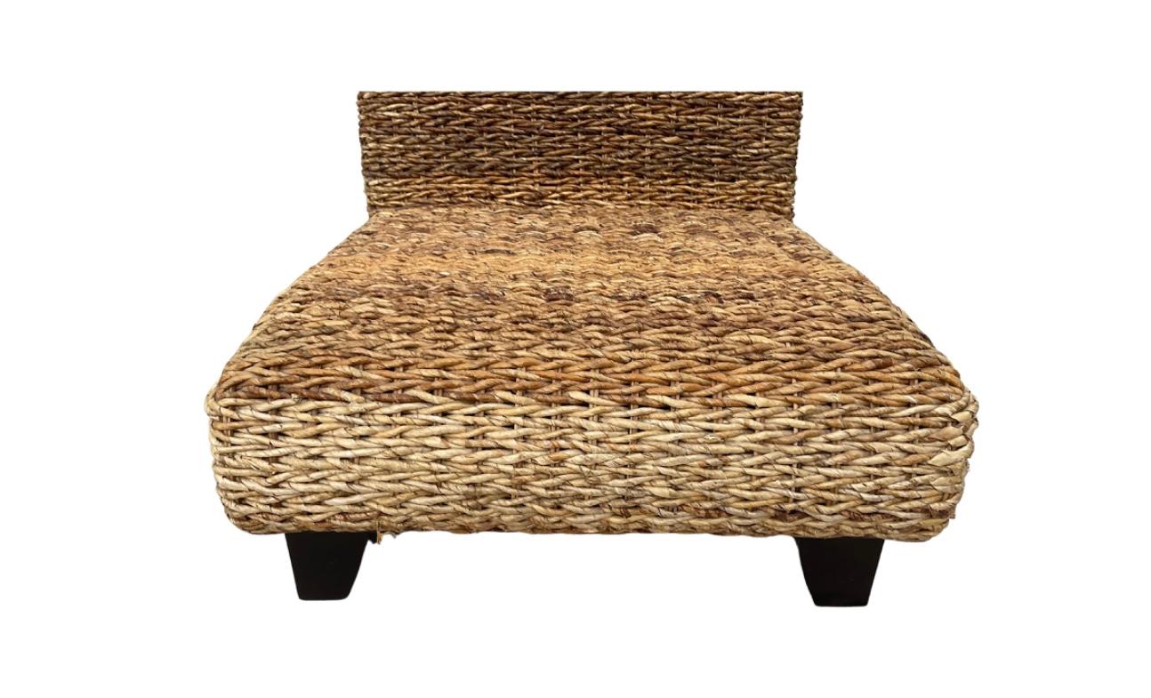 Pair Of Modern Woven Wicker Slipper Chairs For Sale 4